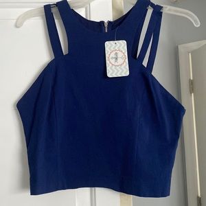 Large, navy blue crop top from The Mint Julep Boutique.